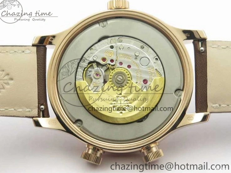 MIROTIME 0510 ZipUp Calatrava 5524R Pilot Travel Time RG GRF Brown Dial on Brown Leather Strap A324 V 7110